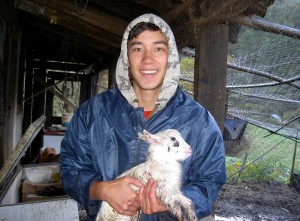 Sam with Brownie's baby